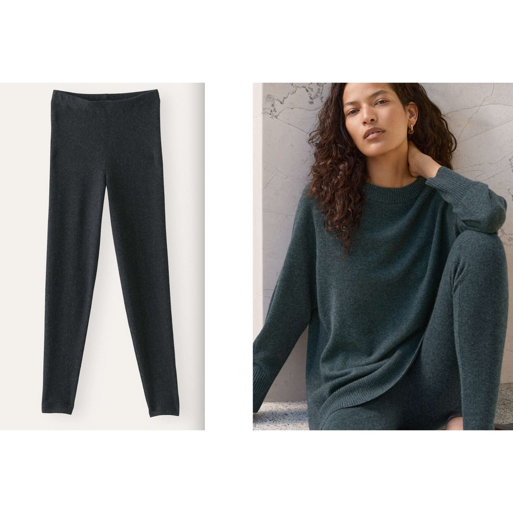 $228 Poetry Women's Cashmere Pants Legging Charcoal Size 12 L XL Quiet Luxury b2